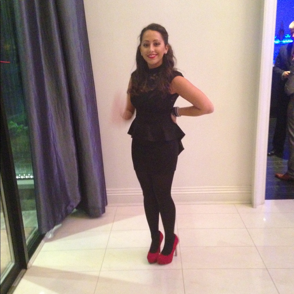 Black lace dress & black tights